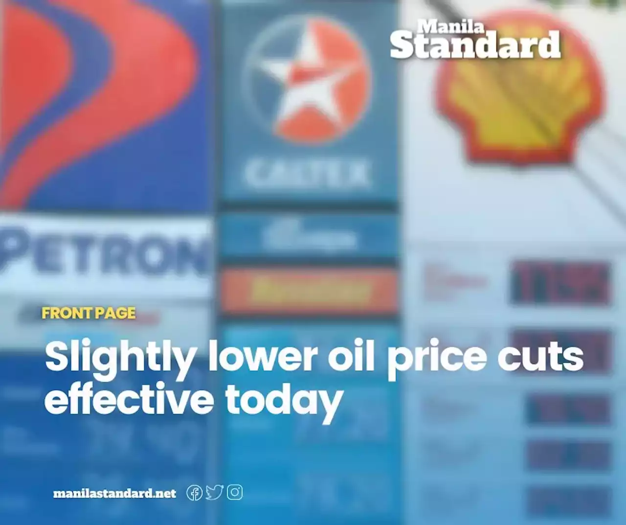 Slightly lower oil price cuts effective today