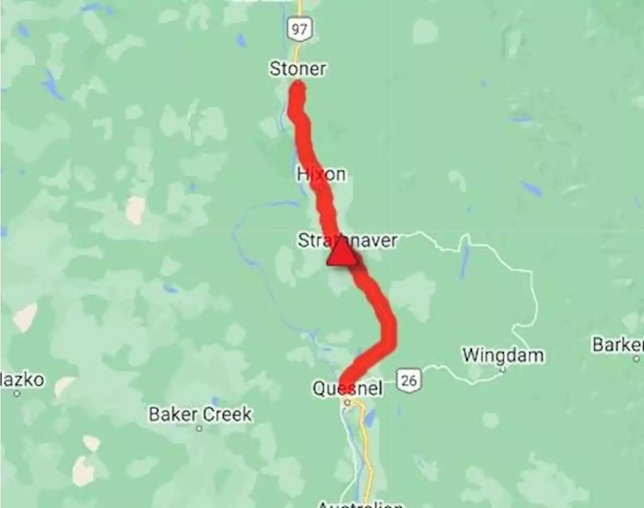 Freezing rain prompts travel advisory for stretch of Highway 97