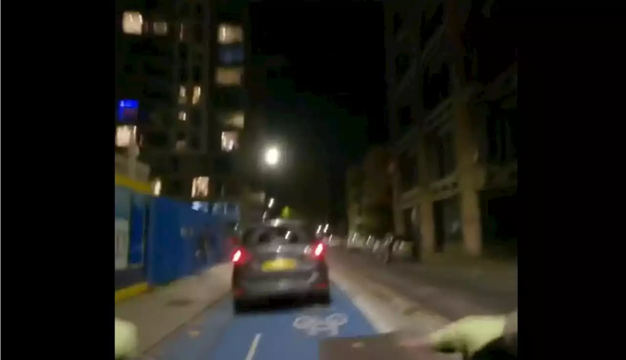 London cyclist films bike lane motorist driving straight at oncoming riders