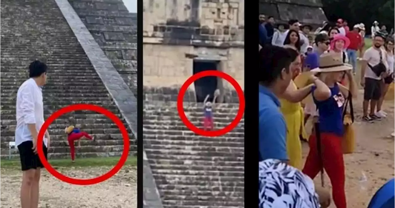 VIDEOS: Turista sube a pirámide de Kukulkán y la repudian; la llaman #LadyChichenItza