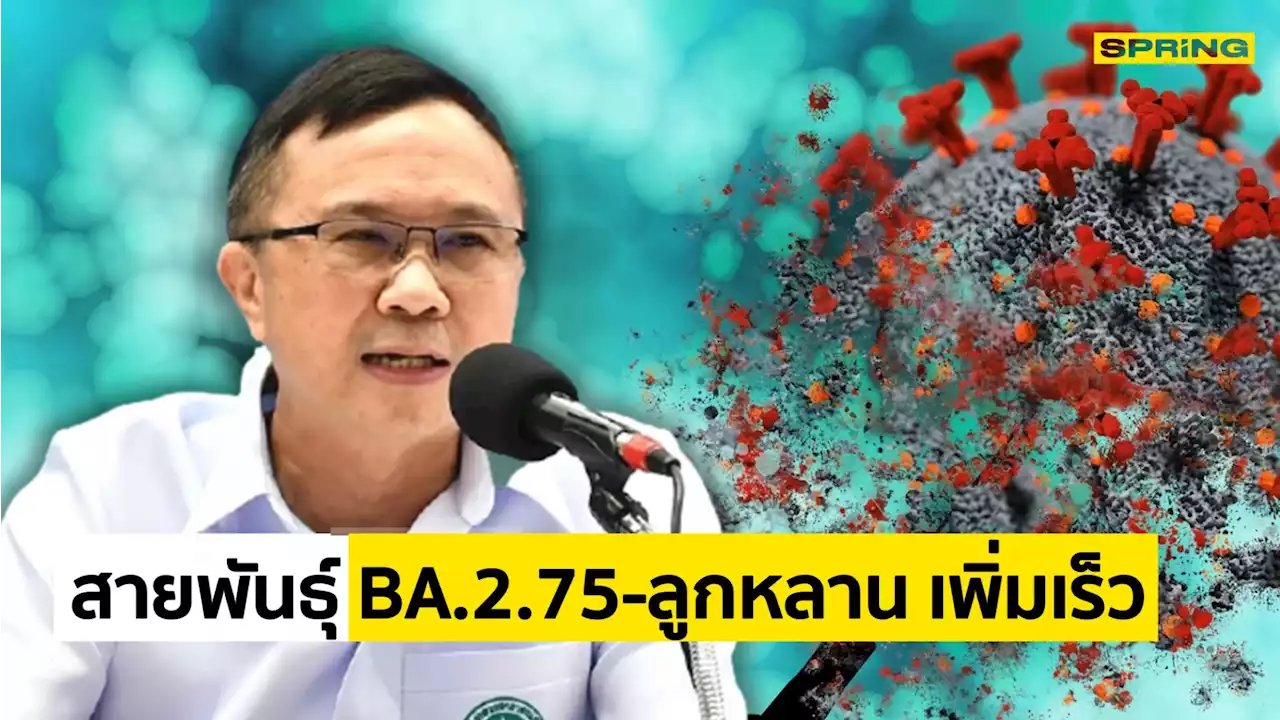 กรมวิทย์ฯ เผยตรวจพบสายพันธุ์ BA.2.75 และลูกหลาน มีสัดส่วนเพิ่มขึ้นเร็ว