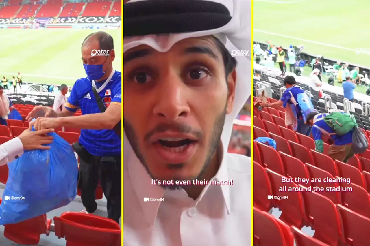 Japan fans win hearts as they respectfully clean stadium after World Cup opening game