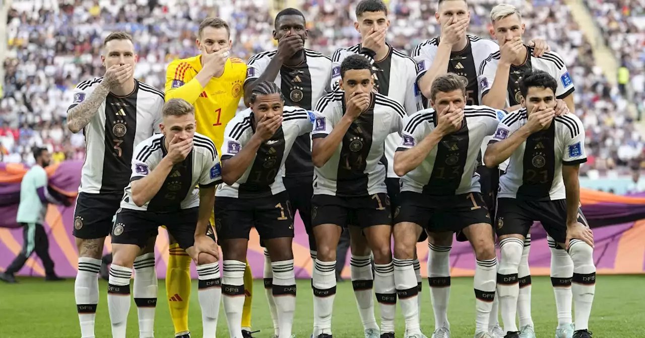 German players cover mouths in protest at World Cup