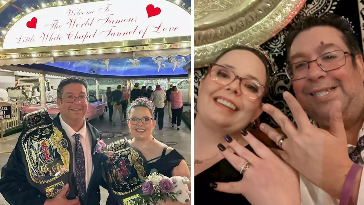 Astros train conductor Bobby Dynamite gets married at famous Little White Chapel in Las Vegas