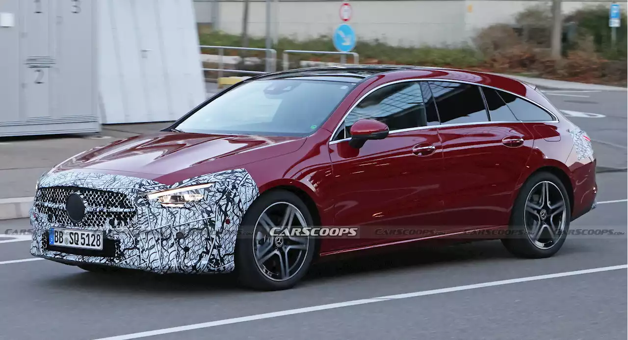 Gently Updated 2024 Mercedes CLA Shooting Brake Spied In Two Colors | Carscoops