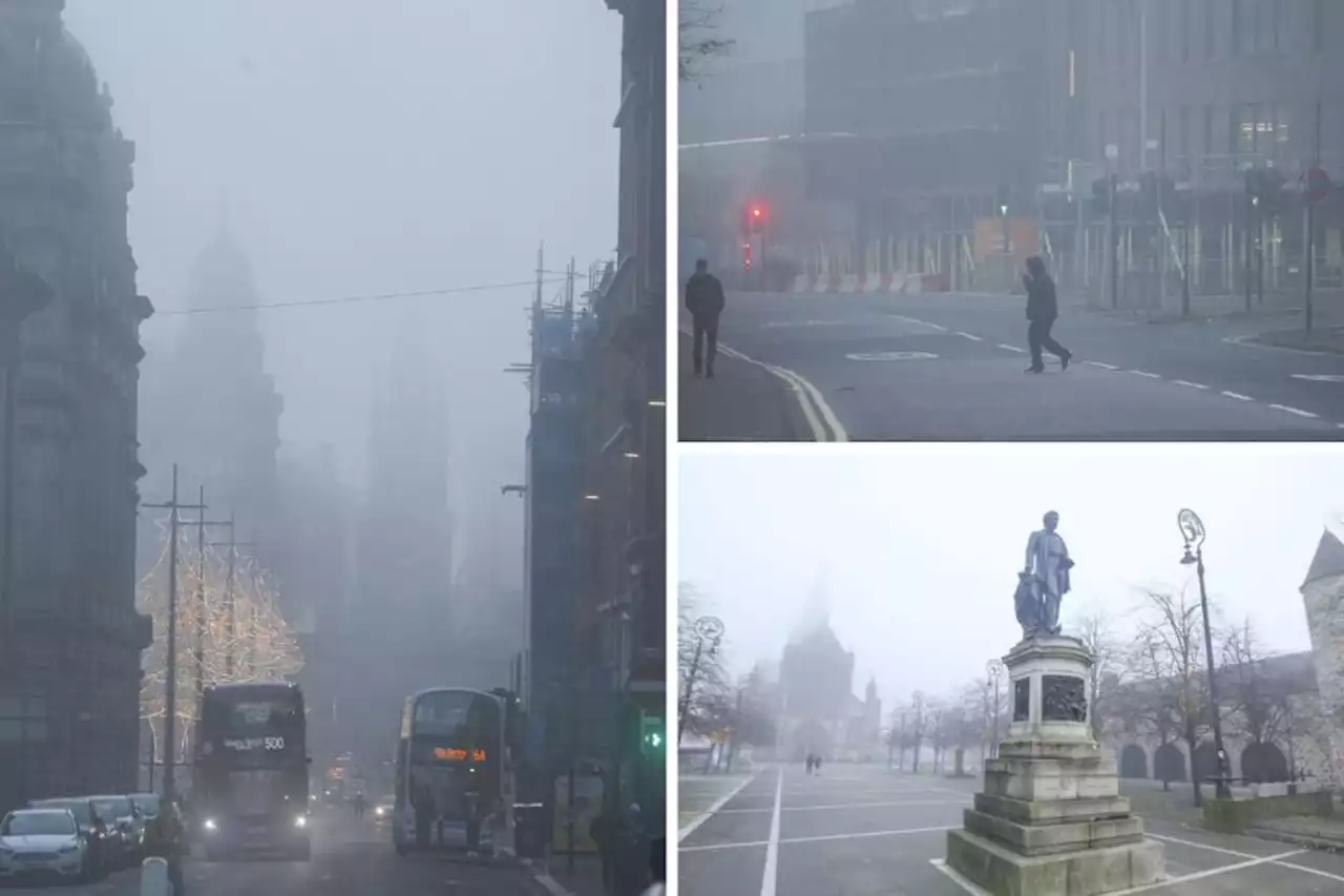 Eerie images show fog covering Glasgow as drivers urged to take care