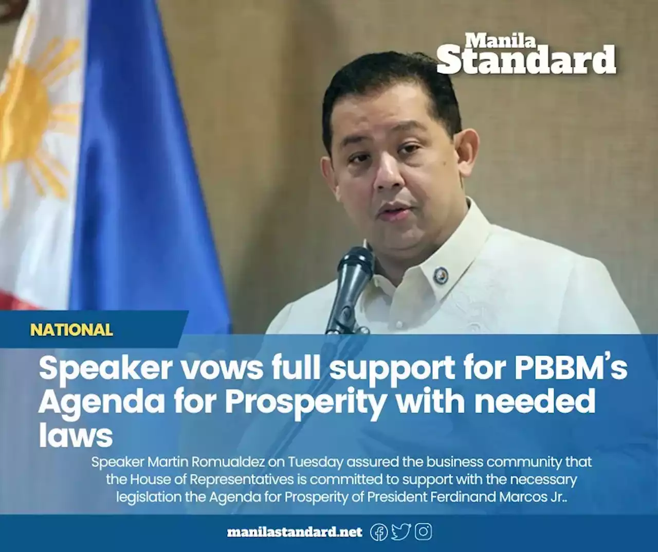 Speaker vows full support for PBBM’s Agenda for Prosperity with needed laws