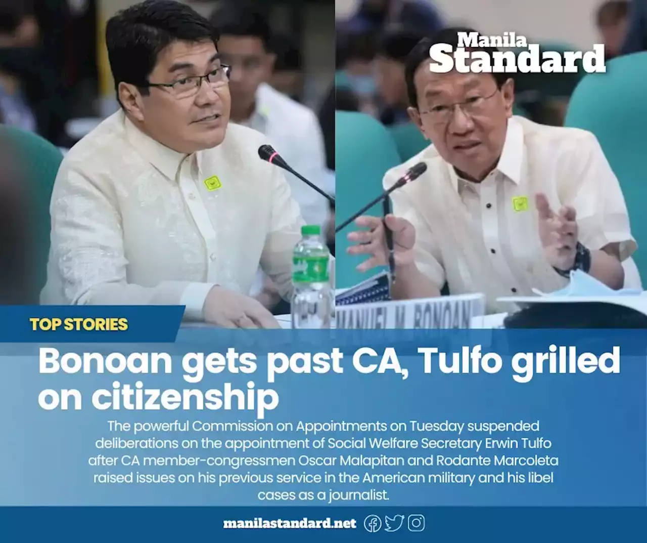 Bonoan gets past CA, Tulfo grilled on citizenship