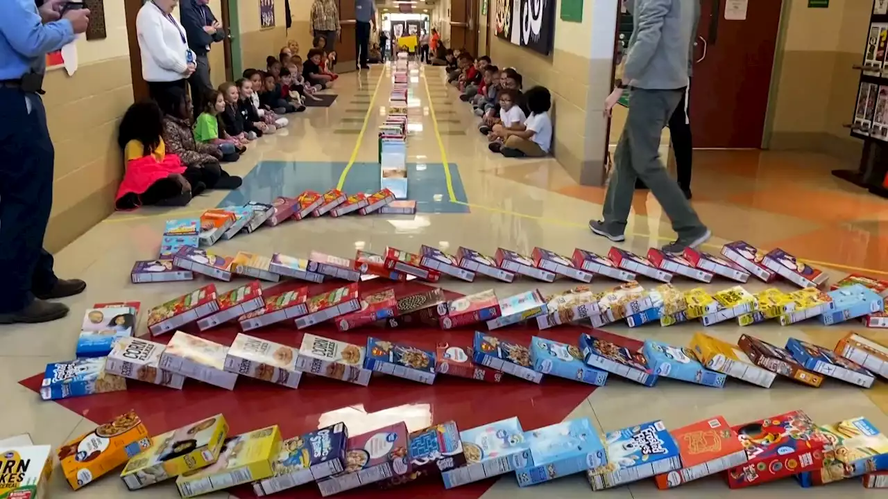 Kentucky Elementary School Creates Domino Chain of 2,870 Cereal Boxes