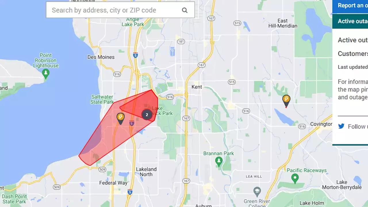 Over 7,000 customers without power near Kent and Federal Way