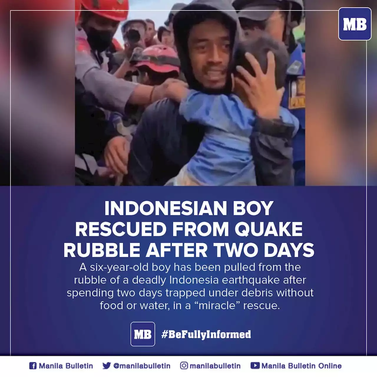 Indonesia boy, 6, rescued from quake rubble after two days