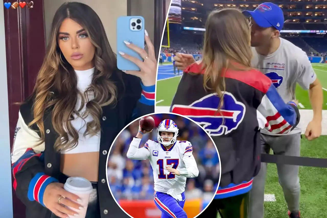 Josh Allen’s girlfriend, Brittany Williams, kisses Bills QB before Thanksgiving game