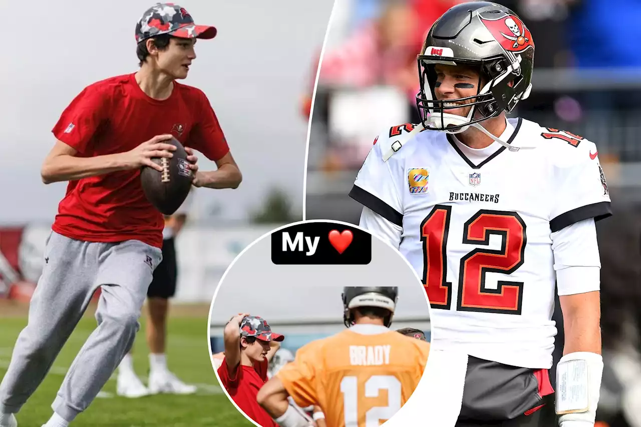 Tom Brady’s 15-year-old son, Jack, channels QB at Buccaneers practice