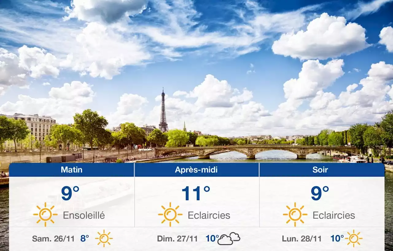 Prévisions météo du vendredi 25 novembre 2022 à Paris