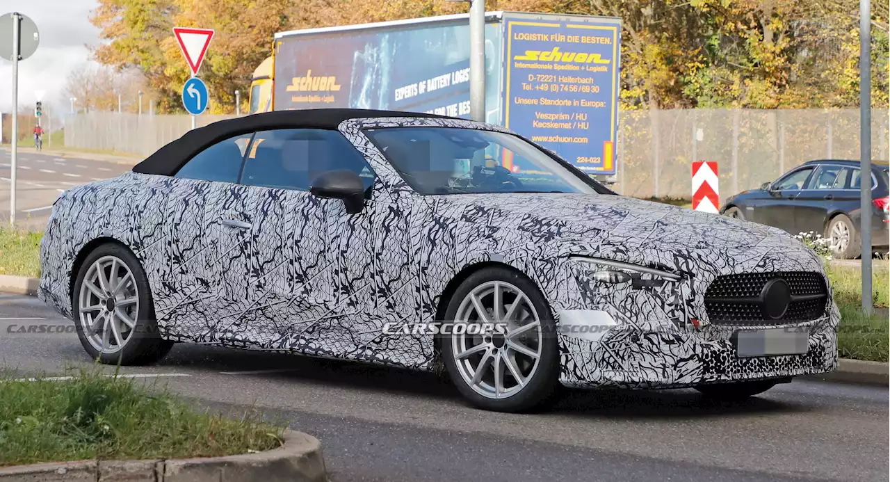 2023 Mercedes CLE Convertible Sheds A Little Cammo In Latest Test Run | Carscoops