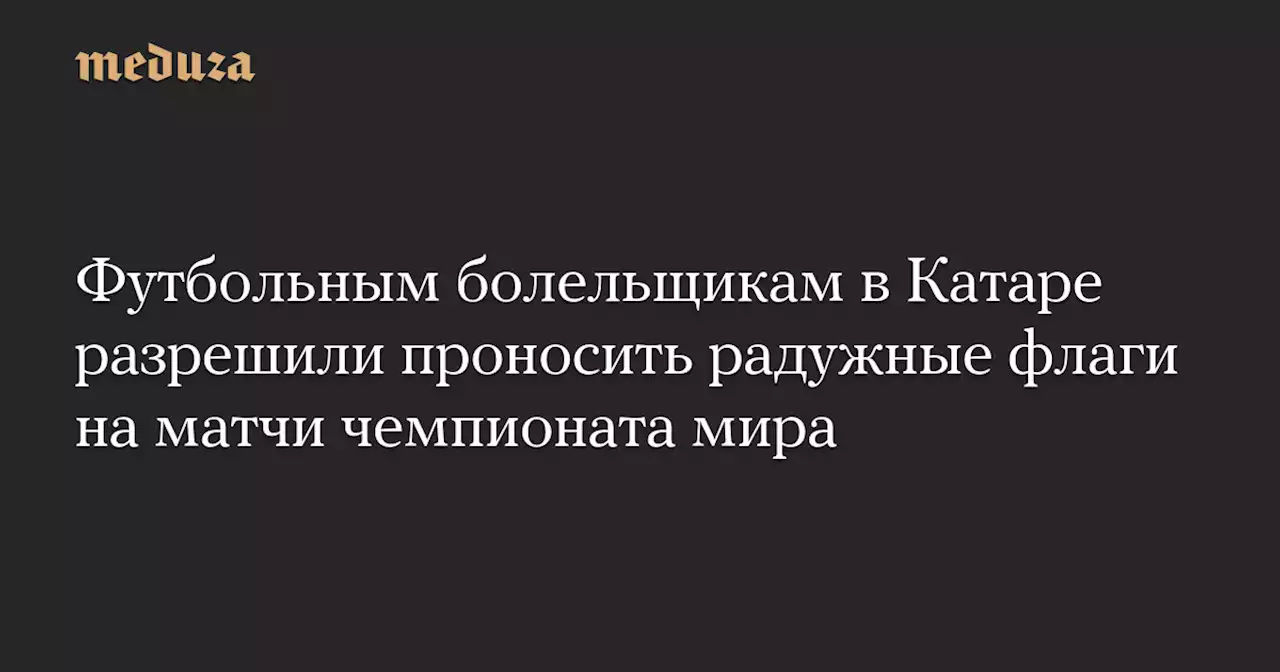 Футбольным болельщикам в Катаре разрешили проносить радужные флаги на матчи чемпионата мира — Meduza