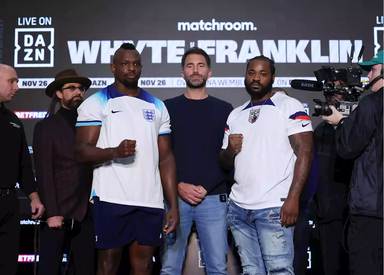 Dillian Whyte and Jermaine Franklin face off in England and USA shirts ahead of World Cup match