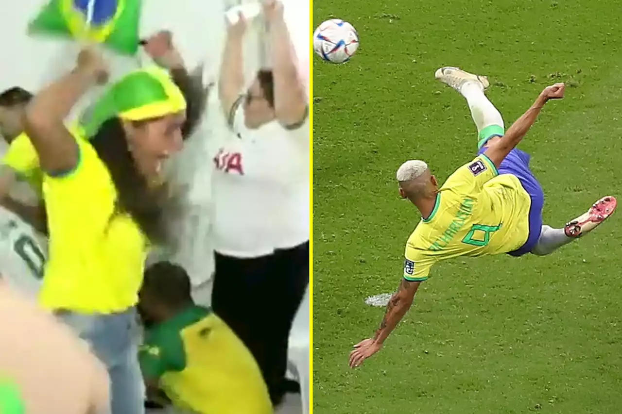 Video shows Richarlison's loved ones going wild after acrobatic Brazil goal