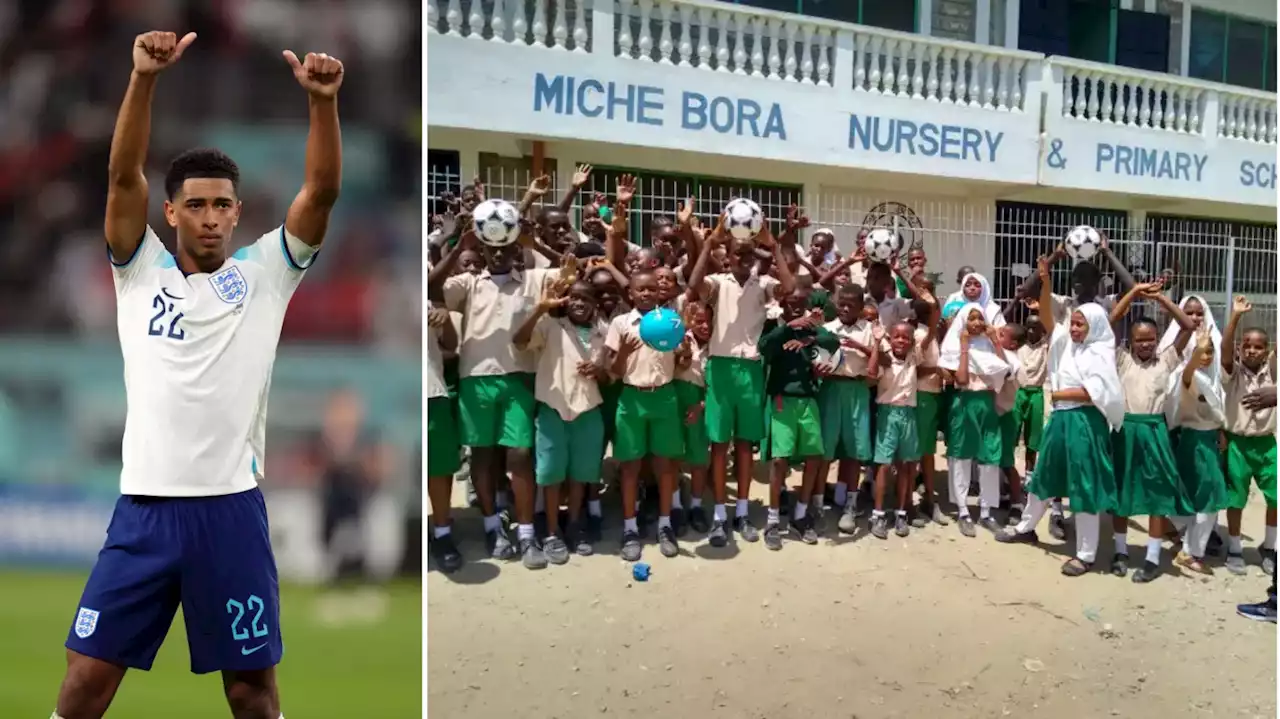 Jude Bellingham cheered on by children from Kenyan school that England star has helped fund