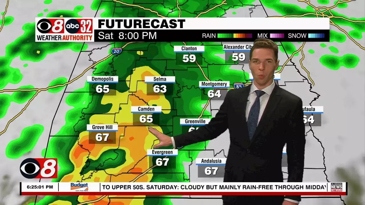 More Rain, A Few Strong/Severe Storms Late Saturday - Alabama News