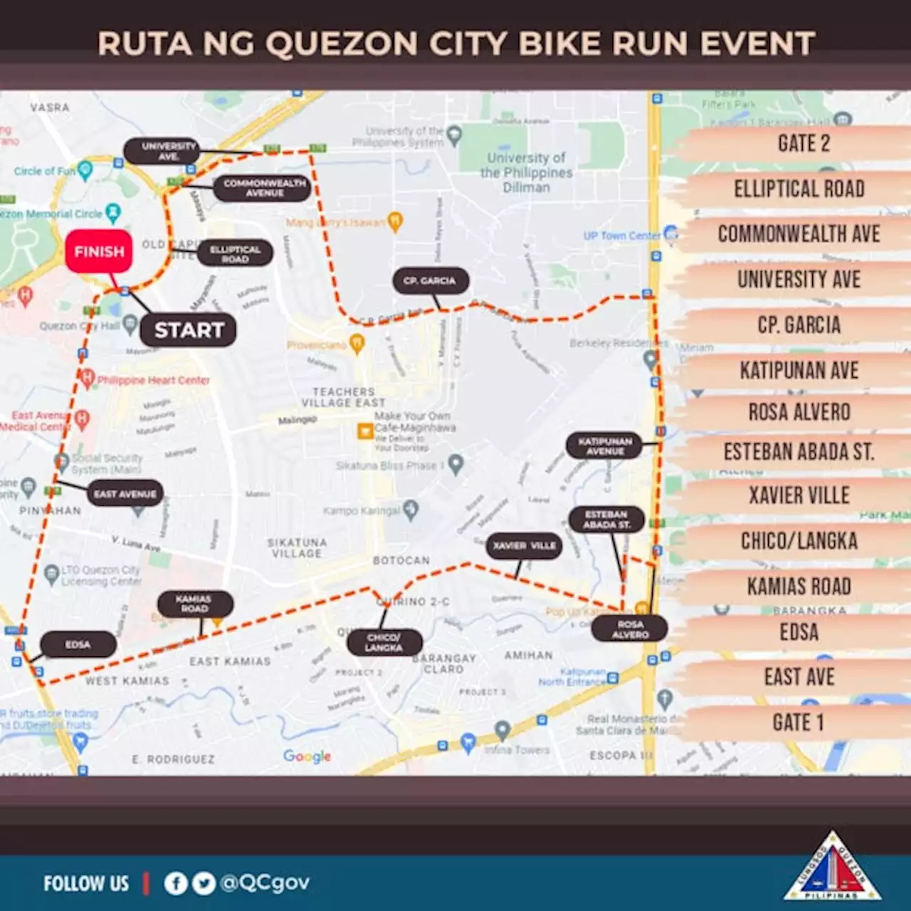 Possible traffic in 12 Quezon City streets due to biking event