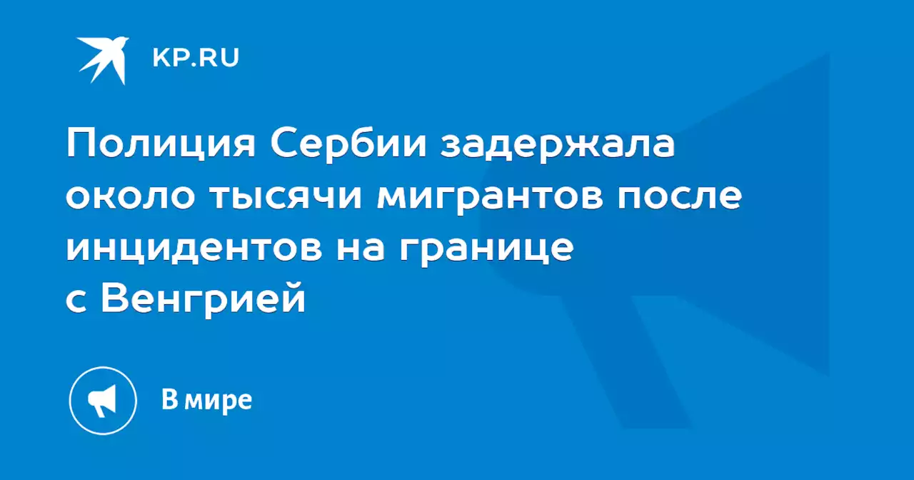 Полиция Сербии задержала около тысячи мигрантов после инцидентов на границе с Венгрией