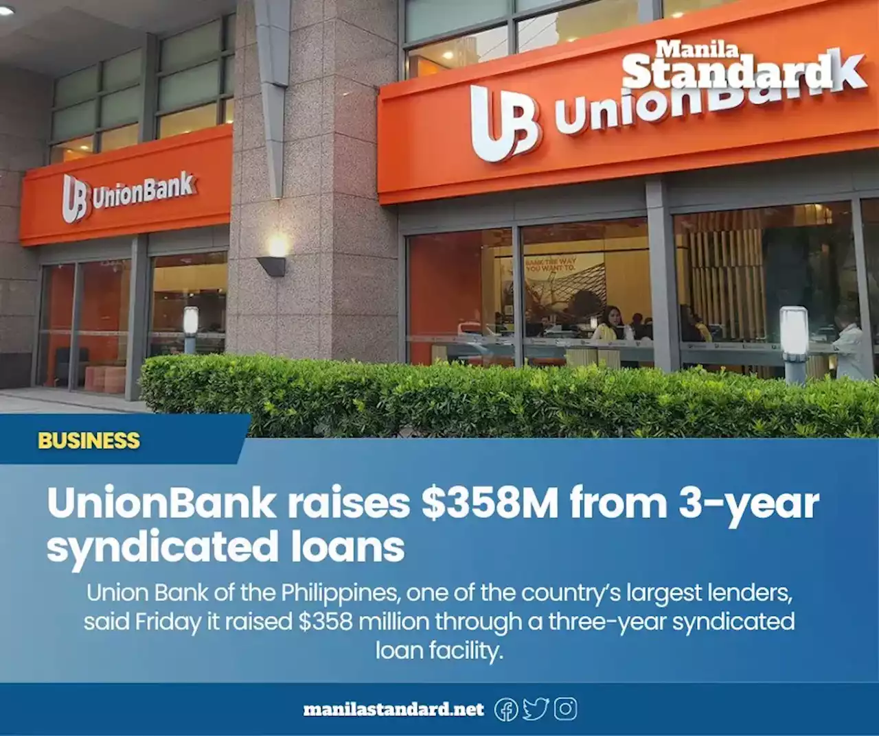 UnionBank raises $358M from 3-year syndicated loans