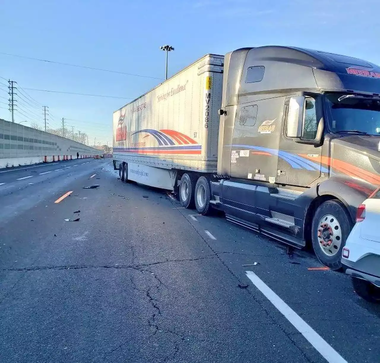 Two people dead after a crash involving a transport truck in Mississauga