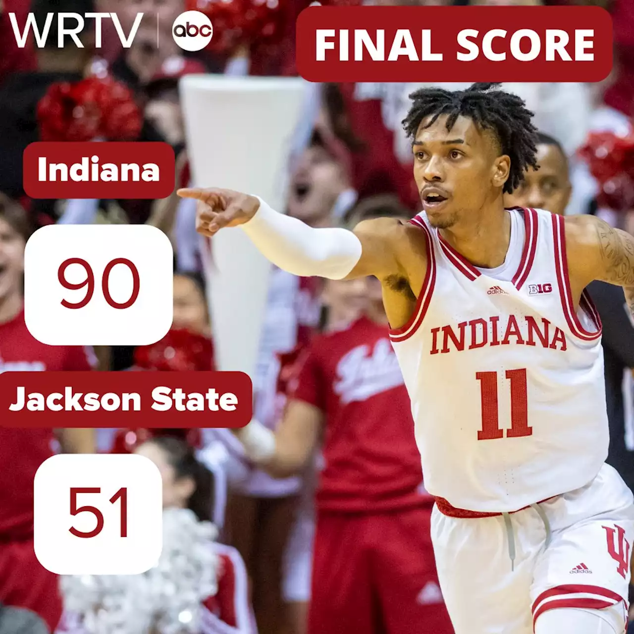 Bates, Johnson lead No. 11 Indiana past Jackson State 90-51