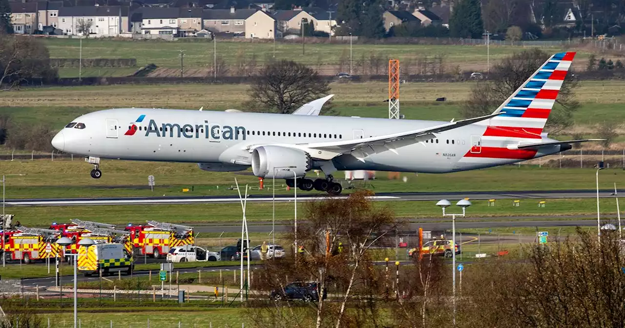 Crews on Glasgow Airport runway after emergency landing amid 'burning smell'