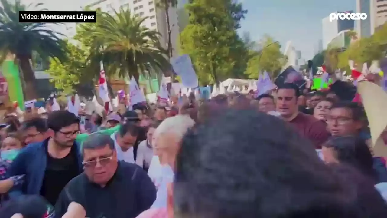 Las “corcholatas” Claudia Sheinbaum, Adán Augusto y Marcelo Ebrard marchan unidos con AMLO (Video)