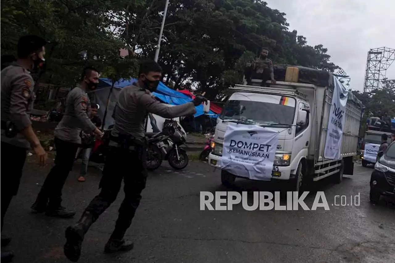 Tiga Truk Bantuan dari Polda Jambi dalam Perjalanan ke Cianjur |Republika Online