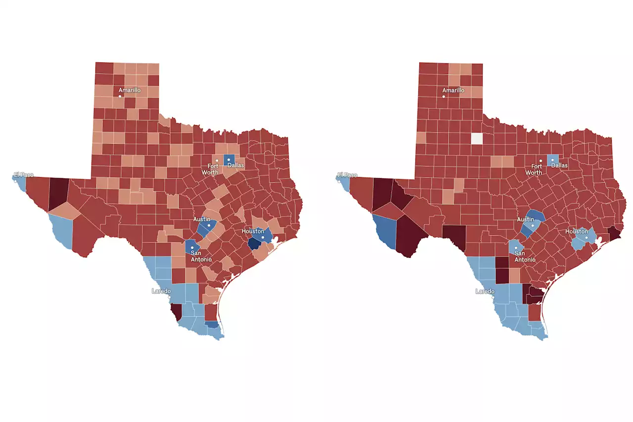 See which Texas counties got redder, bluer in the 2022 midterm election