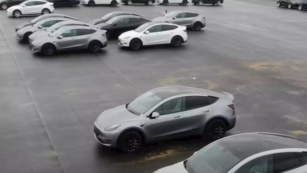 Quicksilver Tesla Model Y Seen Outside Berlin Gigafactory With White Interior