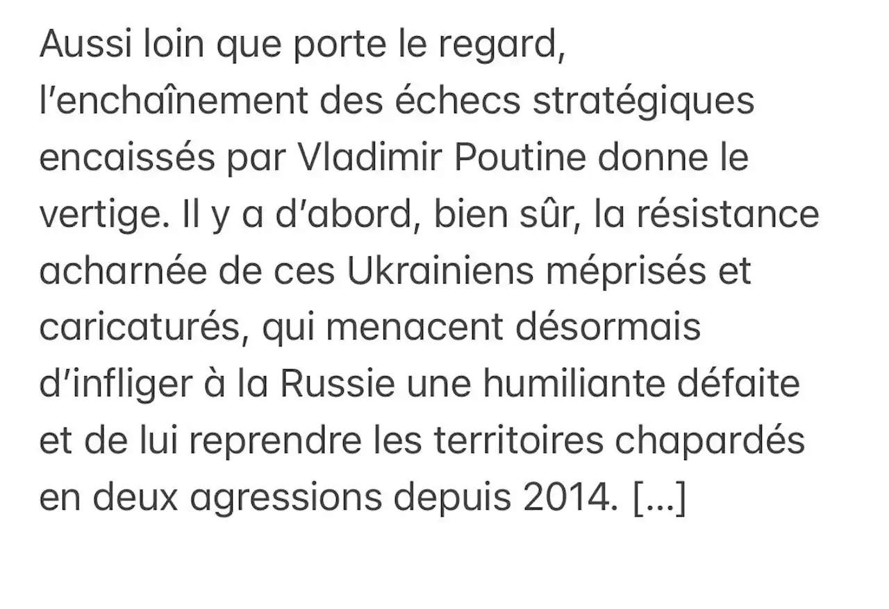 «Ukraine: le pari perdu de Poutine»