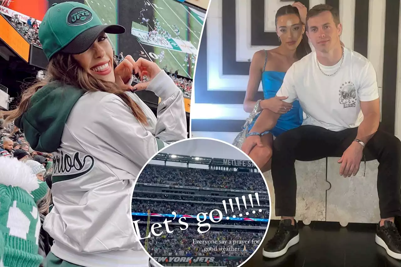 Sophia Culpo braves rainy elements at MetLife Stadium for Jets’ win