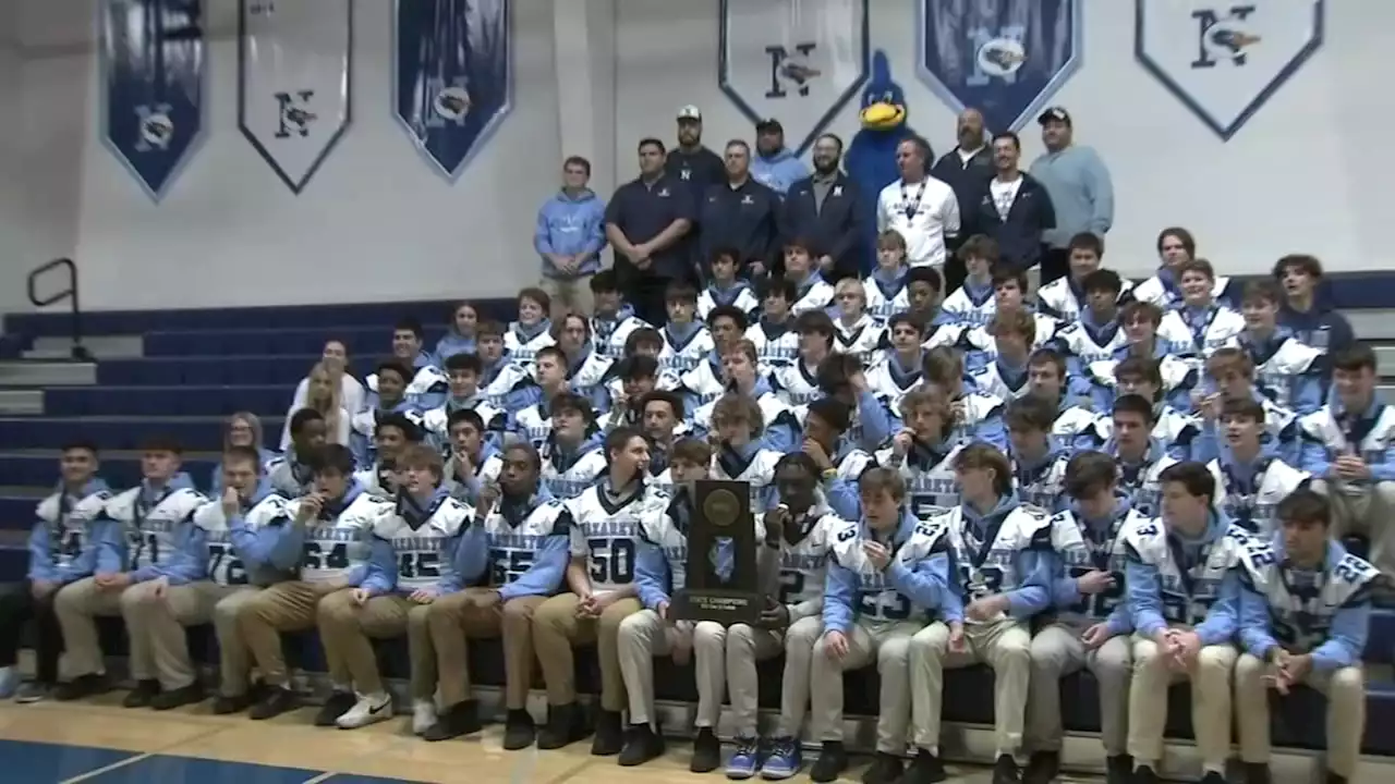 Nazareth Academy celebrates football state championship win after starting season with losing record