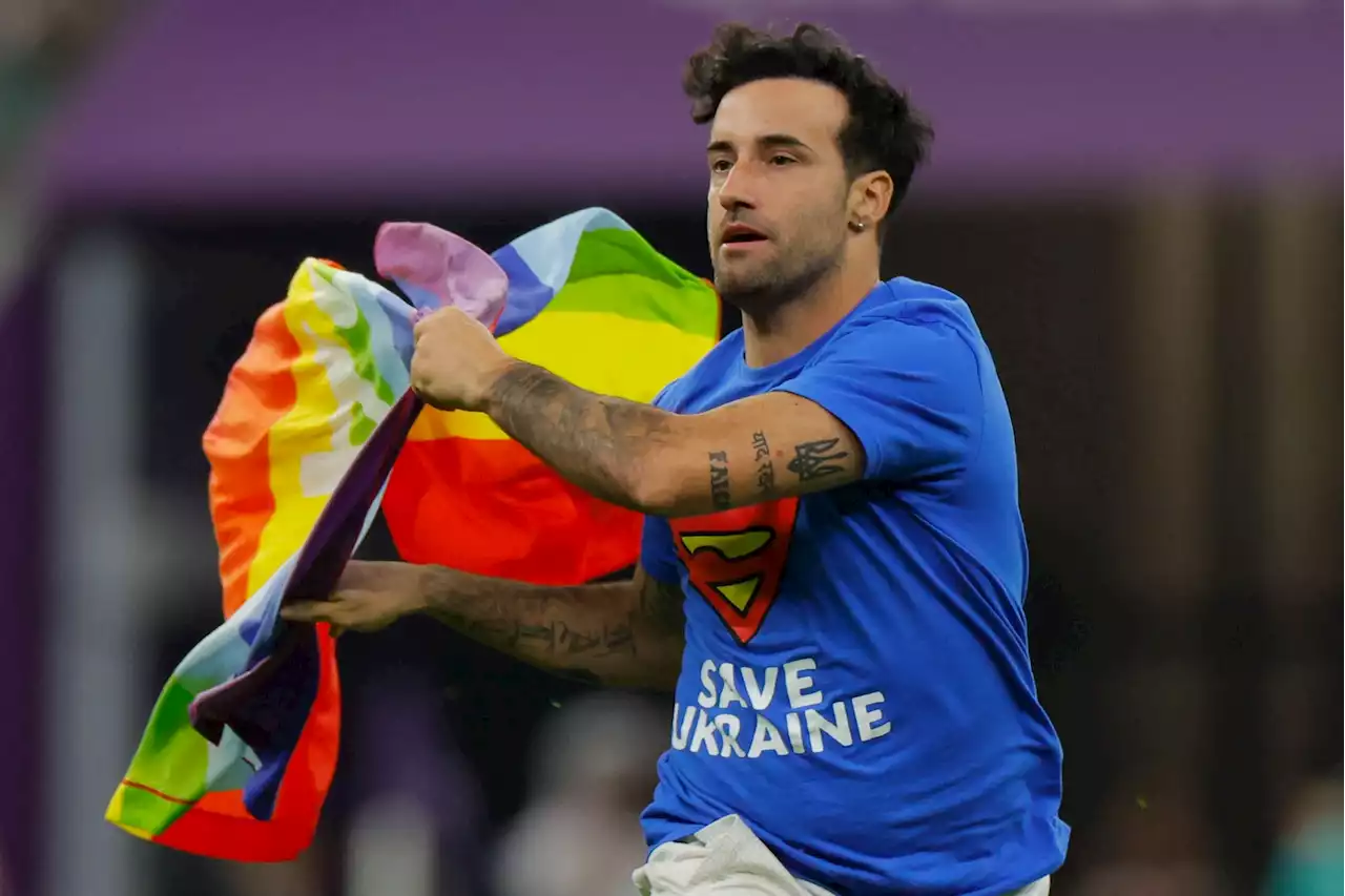 Protester with rainbow flag banned from World Cup matches