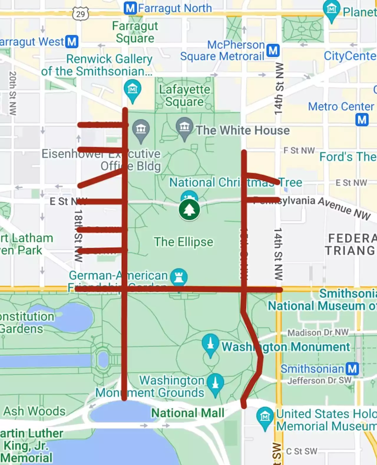 These Roads Will Be Closed Wednesday For National Christmas Tree Lighting