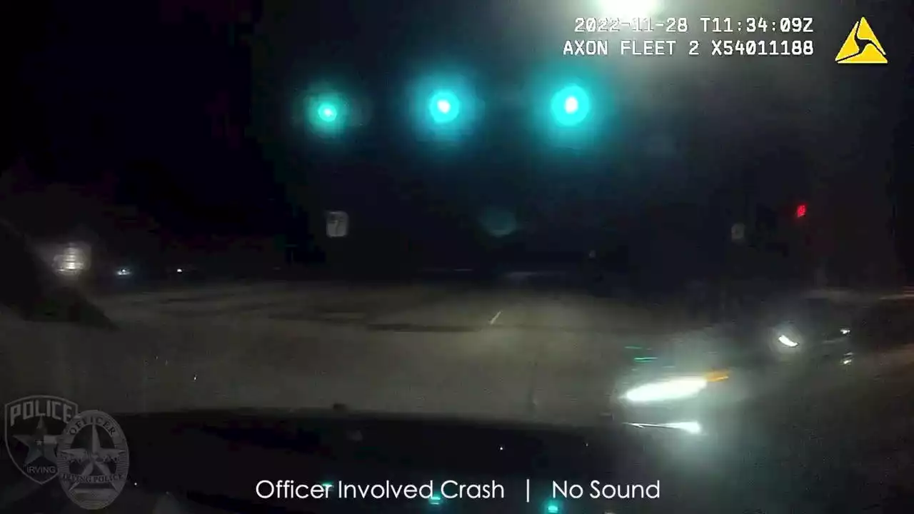 VIDEO: Irving police officer crashes into car that ran red light