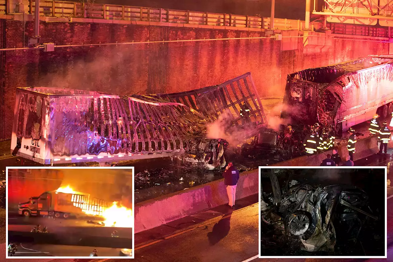 Woman killed in fiery crash with 2 tractor-trailers on Bronx expressway