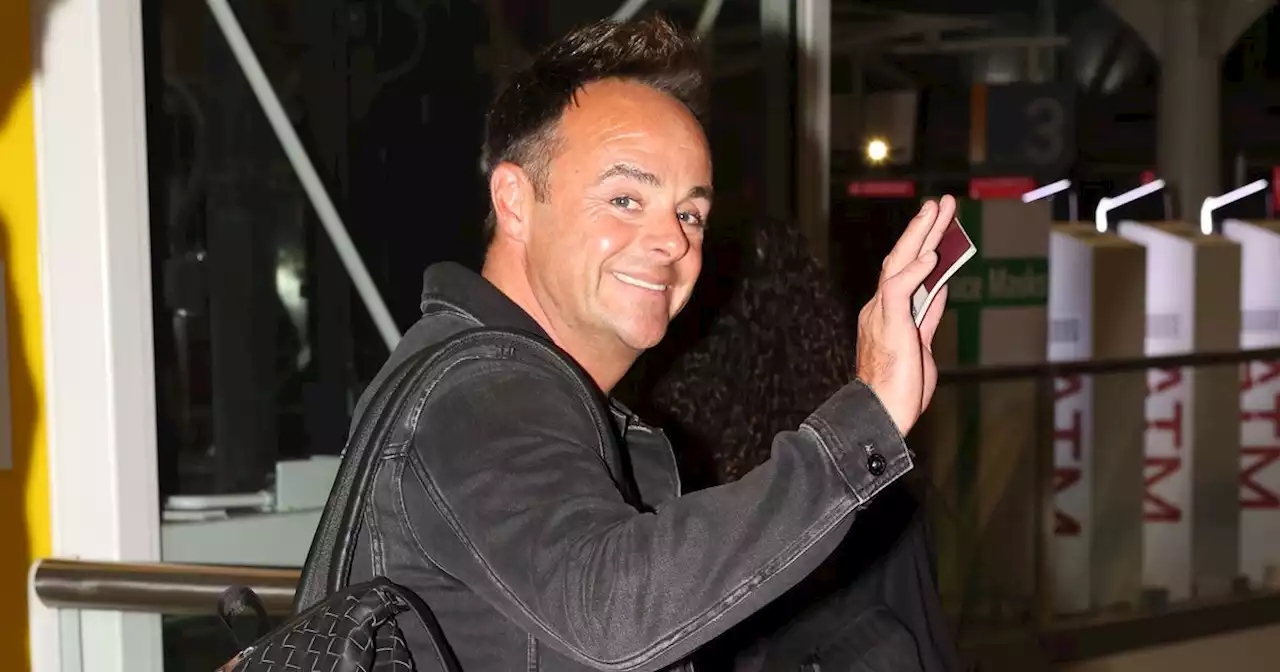 Ant and Dec all smiles as they join Owen Warner and Charlene White at airport