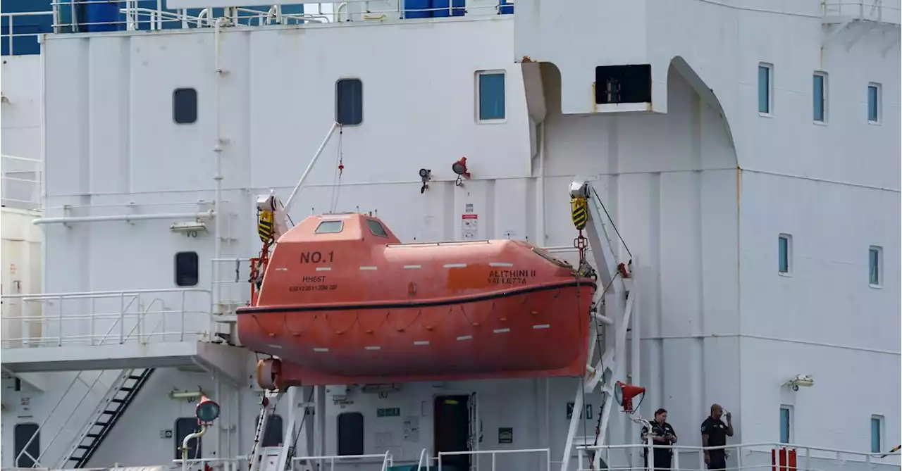 Spanish coastguard rescues three African migrants stowed away on ship's rudder