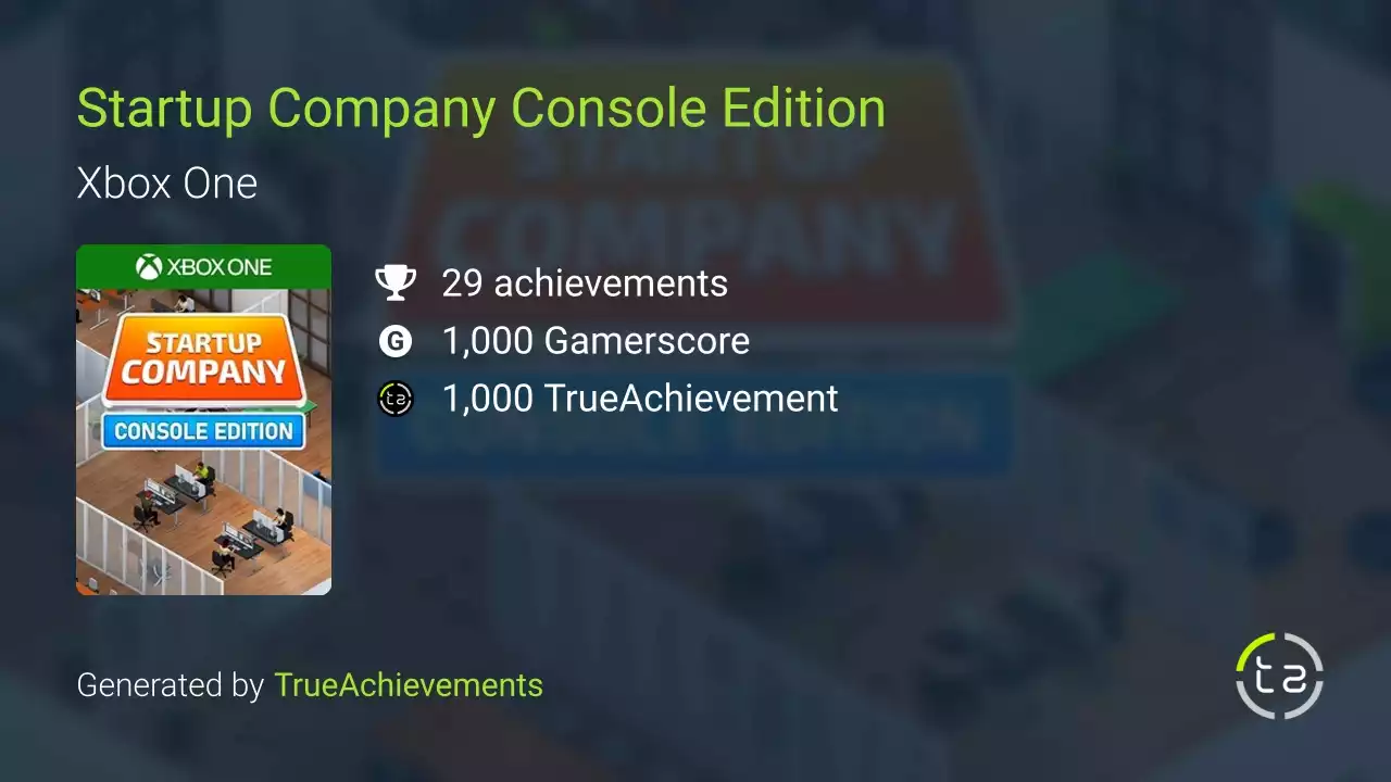 Startup Company Console Edition Achievements