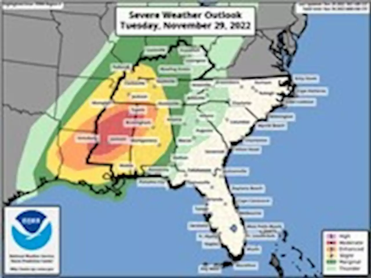 Forecasters warn of intense tornado threat across South on Tuesday