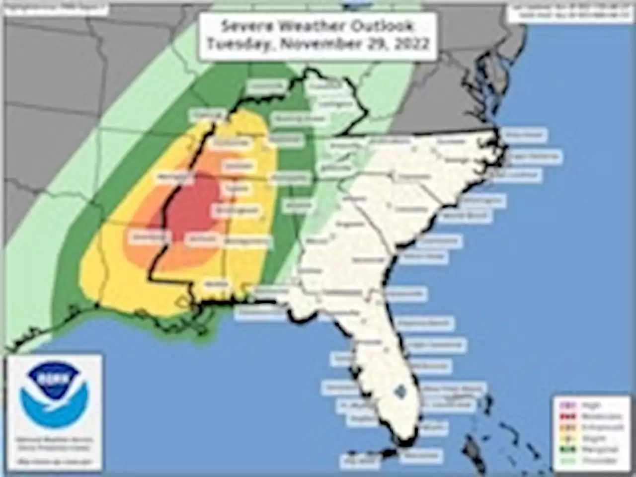 ‘Significant’ tornadoes, storm outbreak possible in the South on Tuesday