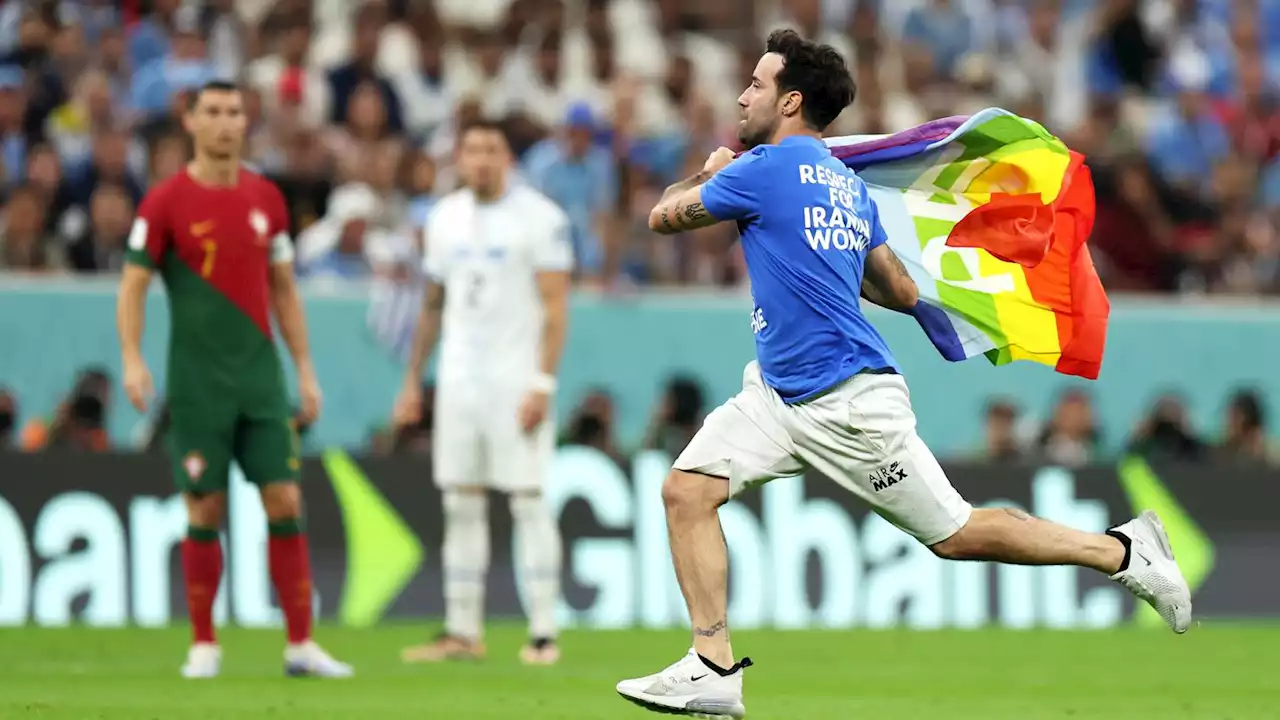 World Cup 2022: Rainbow flag-waving protester invades pitch during Portugal-Uruguay match