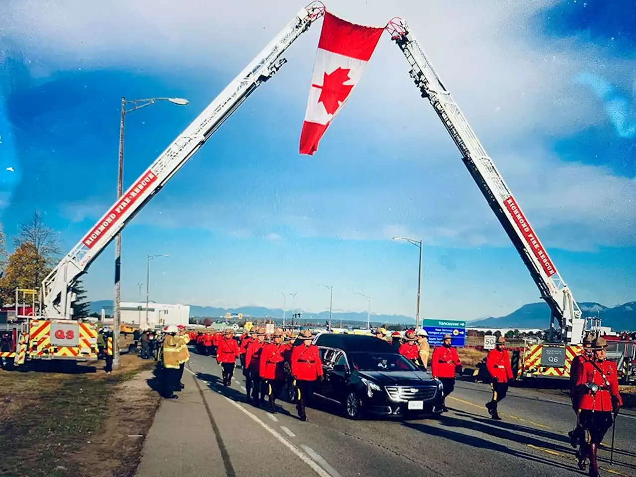 'We let you go': Thousands of officers attend slain Burnaby Mountie's funeral
