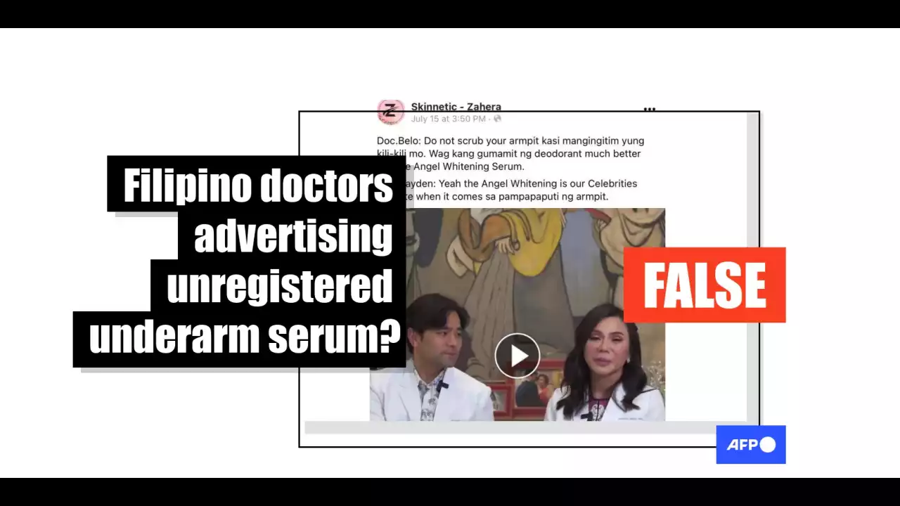 False endorsements from popular Filipino doctors used to promote an unregistered cosmetic