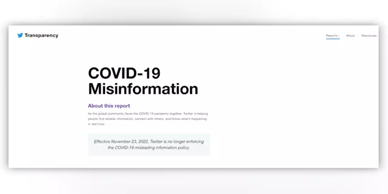 Twitter no longer enforcing COVID-19 misinformation policy